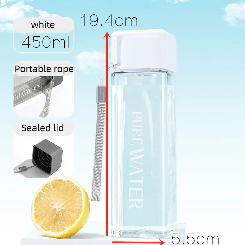 450ml,1 Pcs Clear Square Drink - Outdoor Sport Glass Water Bottle review and price